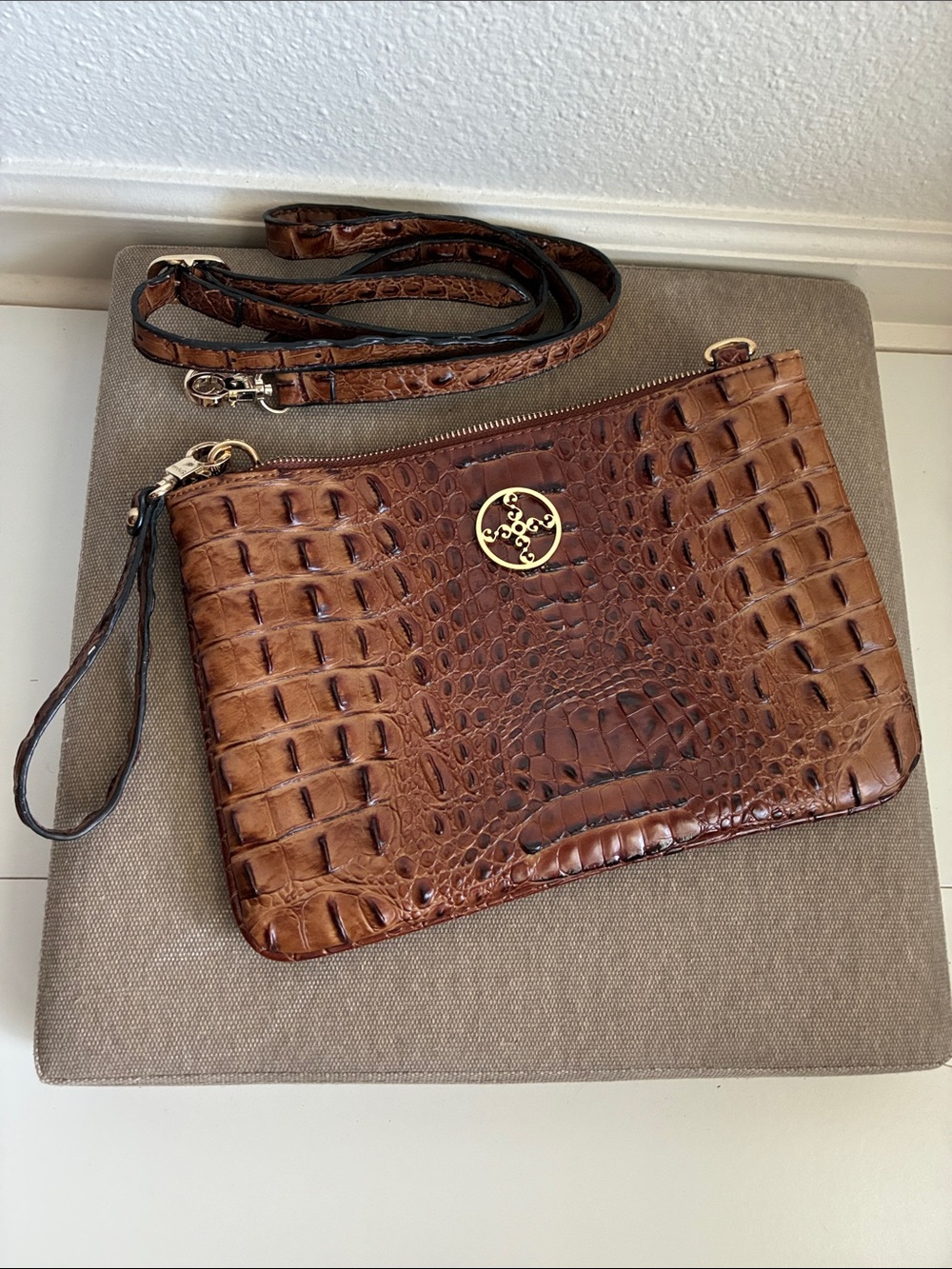 Stauer Congac Faux Crocodile Embossed Detachable Crossbody Clutch